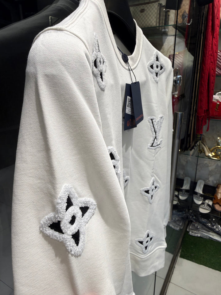 LV-inspired Premium White Sweatshirt