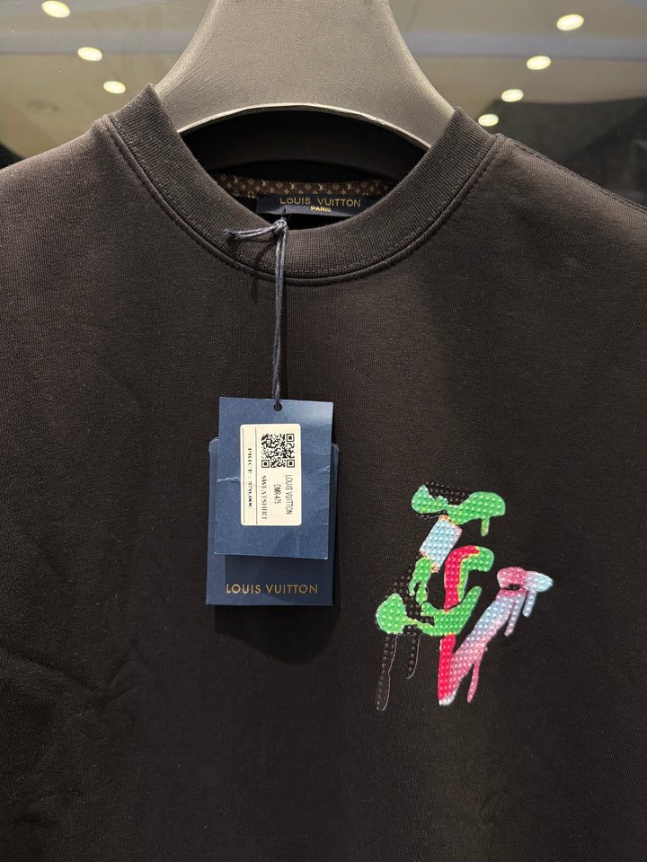 LV-inspired Artistic Neon Monogram Black Sweatshirt