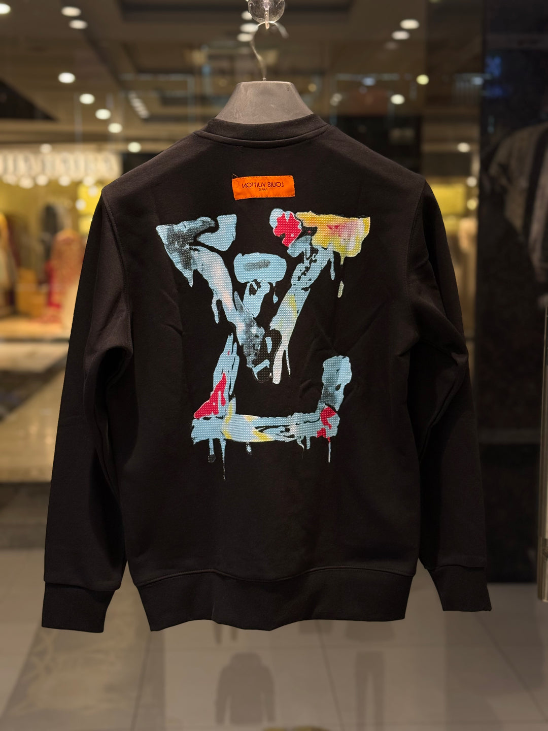 LV-inspired Artistic Neon Monogram Black Sweatshirt