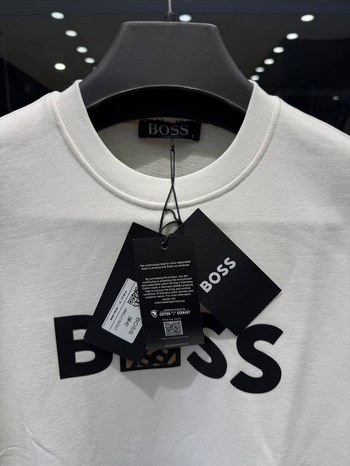 BOSS-inspired Minimalist White Sweatshirt