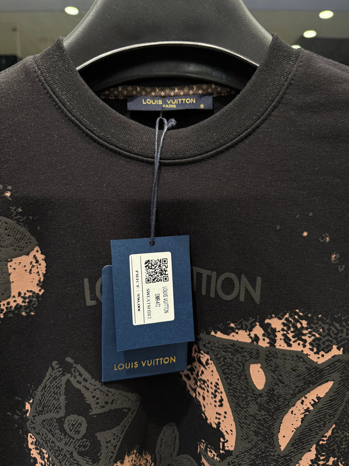 LV-inspired Artistic Black Sweatshirt