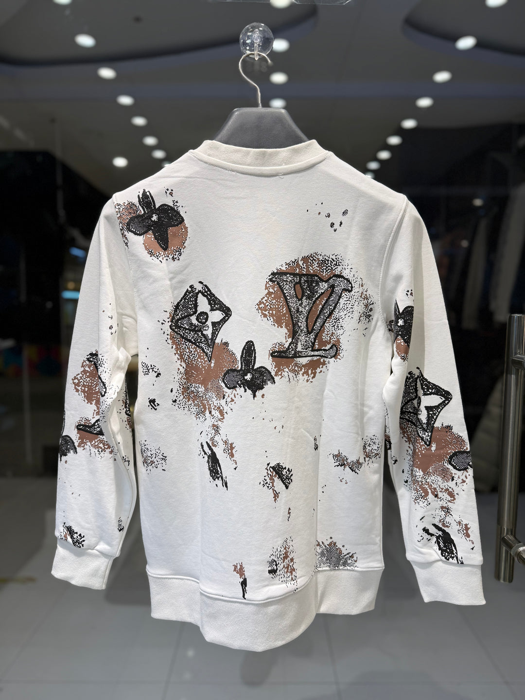 LV-inspired Streetwear Artistic White Sweatshirt