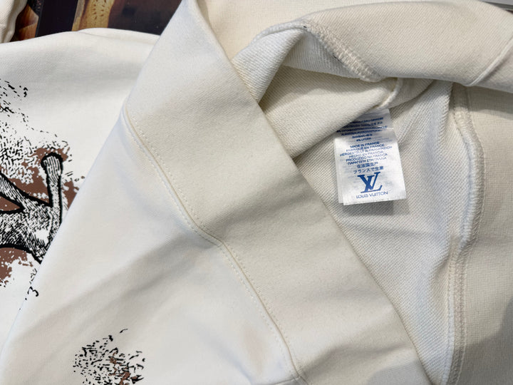 LV-inspired Streetwear Artistic White Sweatshirt