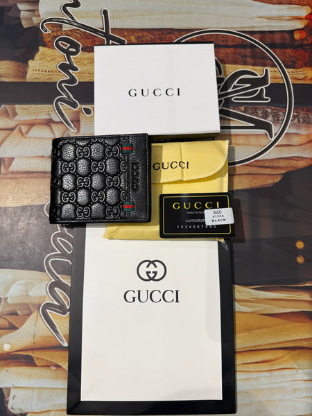 Premium Gucci Signature Monogram Web Stripe Leather Wallet