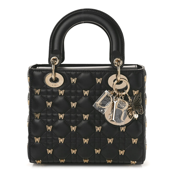 Dior-Inspired Black Butterfly Studded Lady Dior Premium Handbag