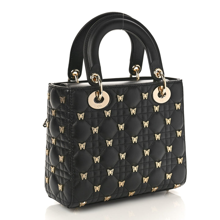 Dior-Inspired Black Butterfly Studded Lady Dior Premium Handbag