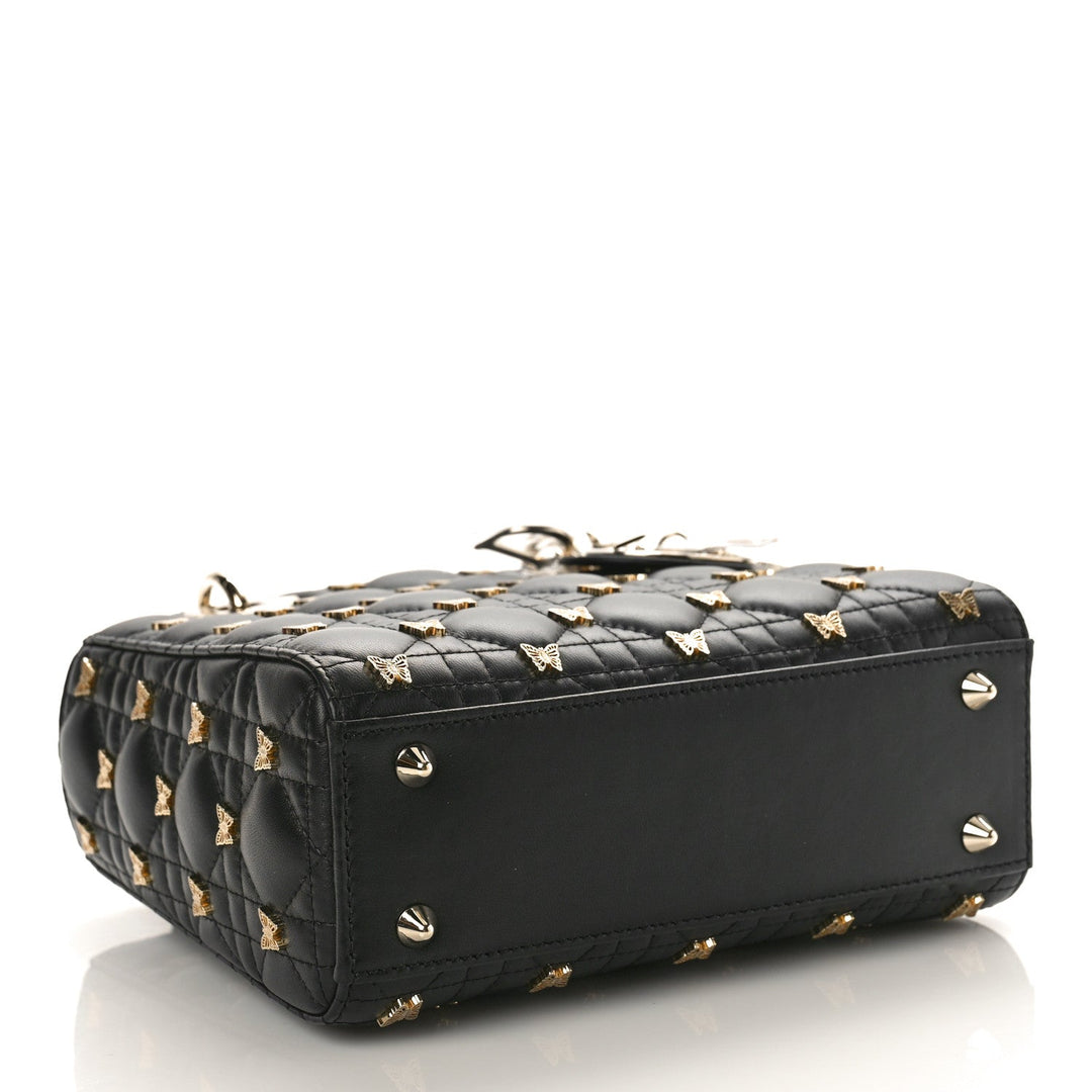 Dior-Inspired Black Butterfly Studded Lady Dior Premium Handbag