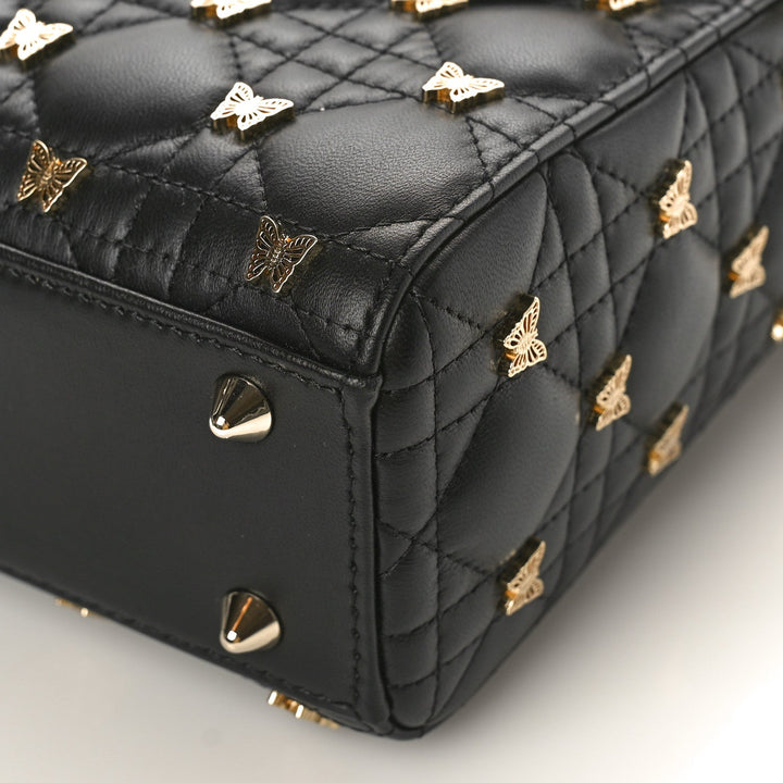 Dior-Inspired Black Butterfly Studded Lady Dior Premium Handbag