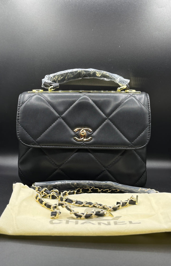 Premium Chanel-Inspired Large Quilted Top Handle Flap Bag