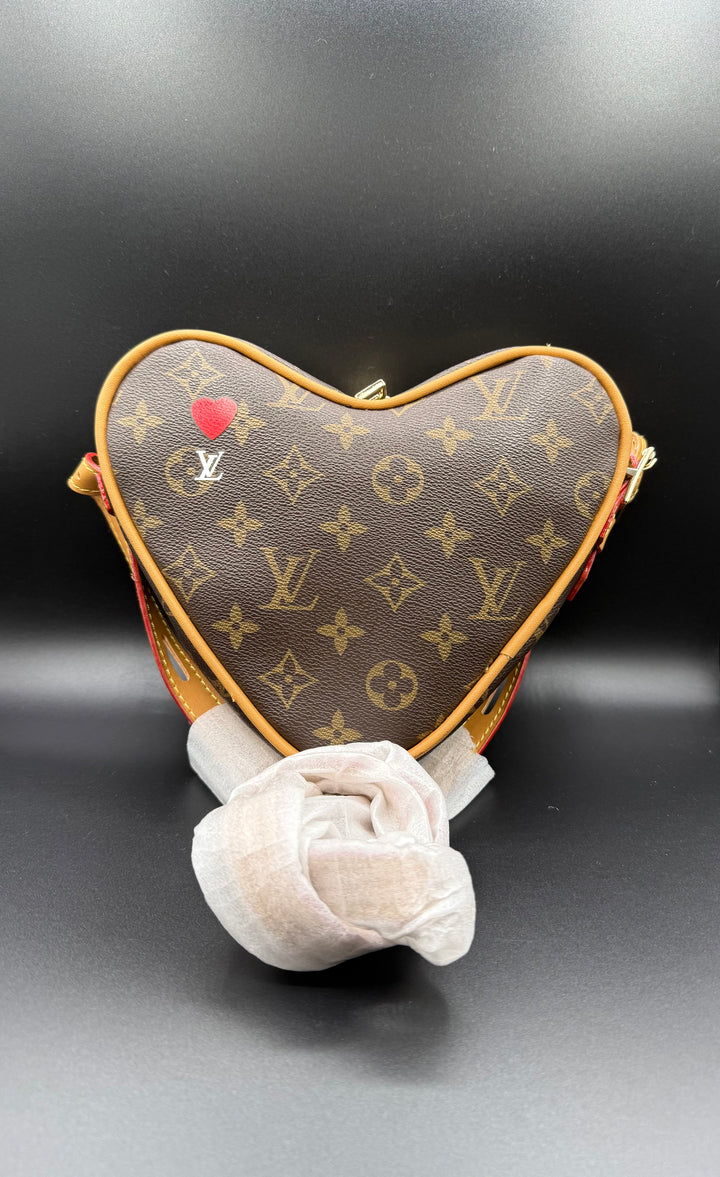 LV-Inspired Monogram Coeur Heart-Shaped Crossbody Bag