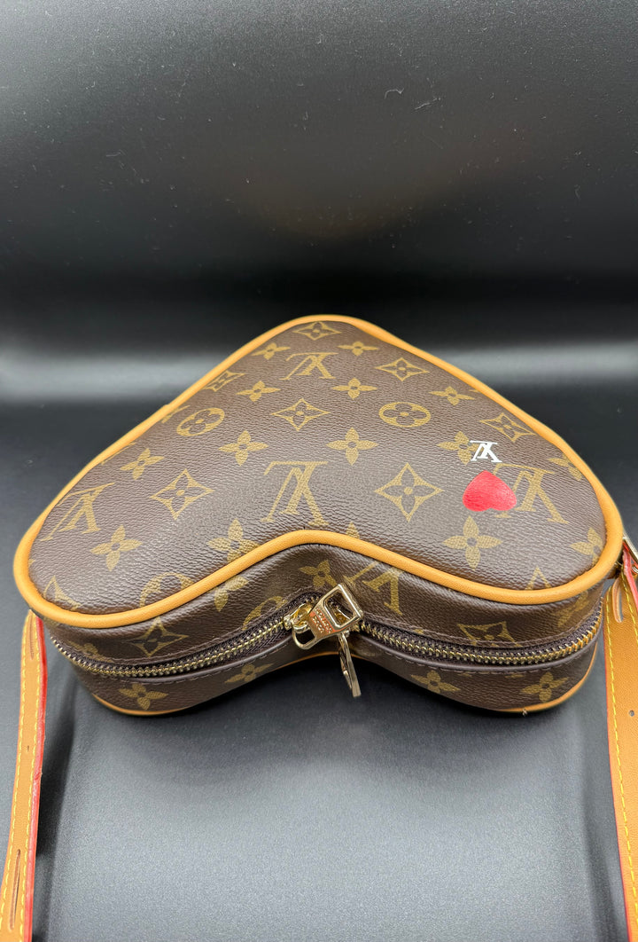 LV-Inspired Monogram Coeur Heart-Shaped Crossbody Bag
