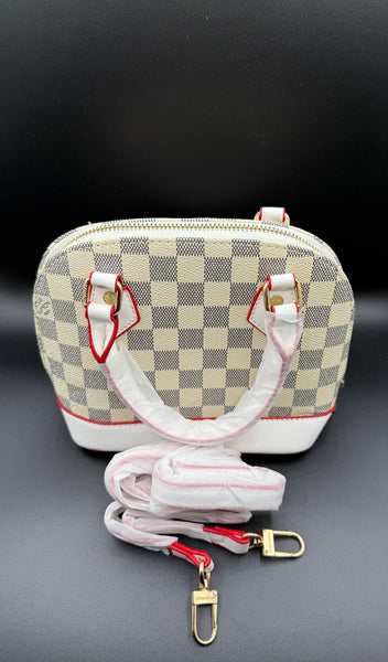 LV-Inspired Damier Azur Alma BB Style Top Handle Bag