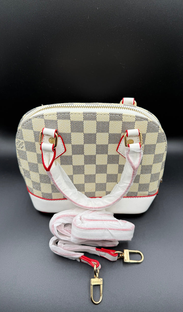 LV-Inspired Damier Azur Alma BB Style Top Handle Bag