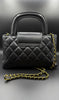 Chanel-Inspired Black Quilted Top Handle Chain Bag