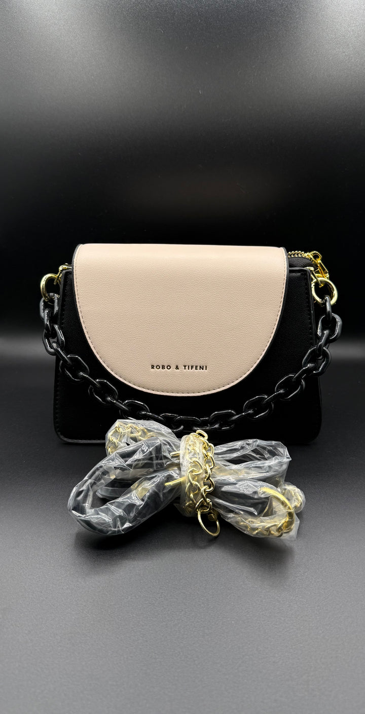 Robo & Tifeni Inspired Two-Tone Minimalist Chain Crossbody Bag