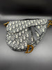 Dior-Inspired Oblique Jacquard Saddle Bag with Embroidered Canvas Strap