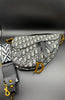 Dior-Inspired Oblique Jacquard Saddle Bag with Embroidered Canvas Strap