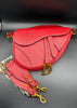 Dior-Inspired Matte Leather Saddle Bag with Luxury Embroidered Canvas Strap