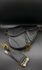 Dior-Inspired Matte Leather Saddle Bag with Luxury Embroidered Canvas Strap