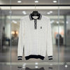 Burberry-inspired knit polo shirt – White & Black Trim