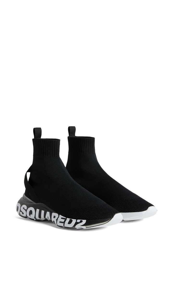 Dsquared2 Knit Sock Sneakers – Black & White