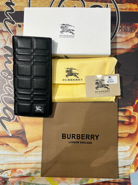 Premium Burberry London Signature Check Embossed Leather Long Wallet