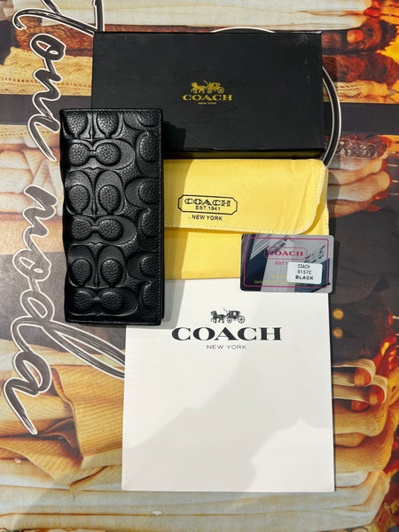 Premium Coach New York Embossed Signature Leather Long Wallet