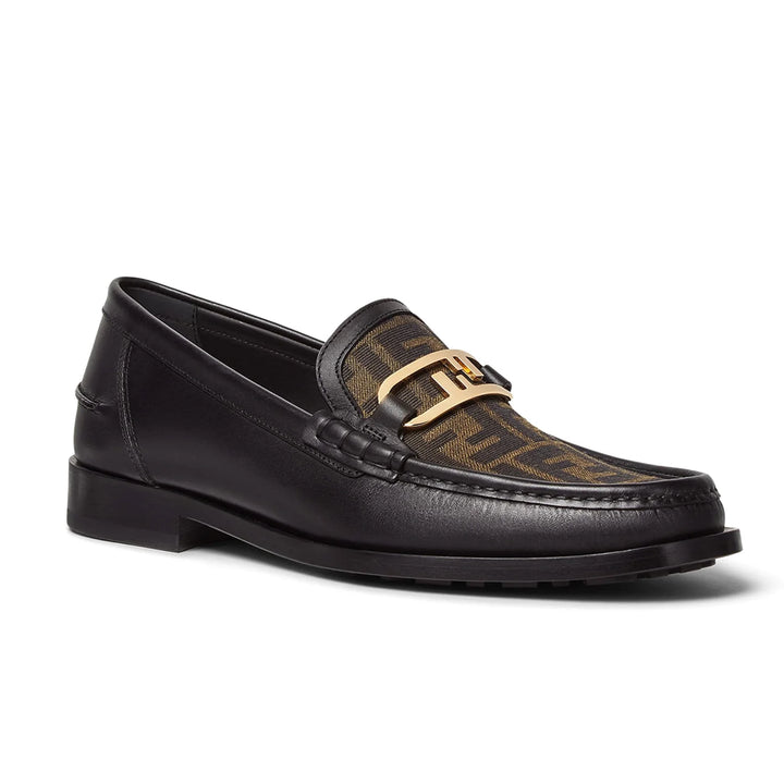 Luxury Monogram Loafers – Black & Brown Leather