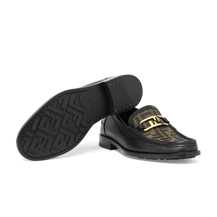 Luxury Monogram Loafers – Black & Brown Leather