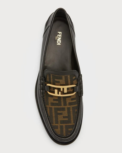 Luxury Monogram Loafers – Black & Brown Leather