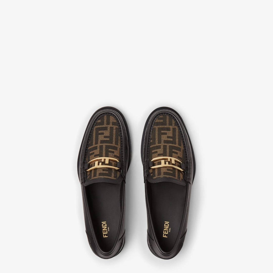 Luxury Monogram Loafers – Black & Brown Leather