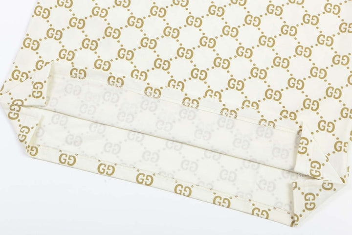 Gucci Monogram Beige Polo Shirt with Orange Collar