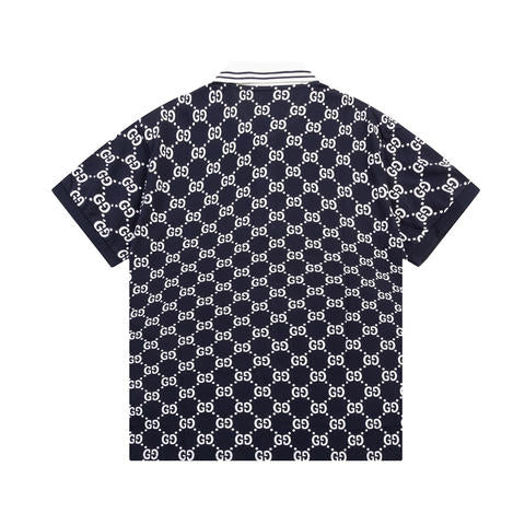 Gucci Monogram Black Polo Shirt with Collar