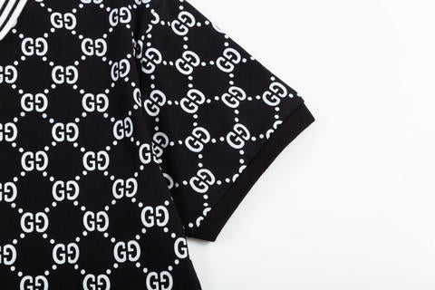 Gucci Monogram Black Polo Shirt with Collar