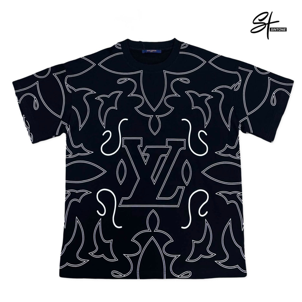 LV-Inspired Black Graphic T-Shirt – Premium Copy | Sintone