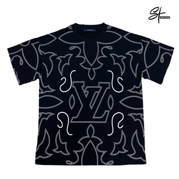 LV-Inspired Black Graphic T-Shirt – Premium Copy | Sintone