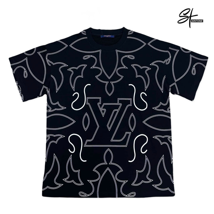 LV-Inspired Black Graphic T-Shirt – Premium Copy | Sintone