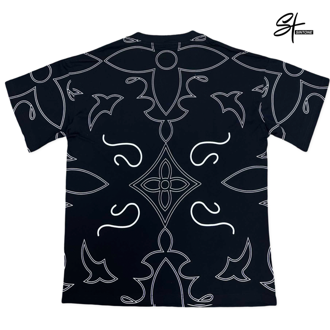 LV-Inspired Black Graphic T-Shirt – Premium Copy | Sintone