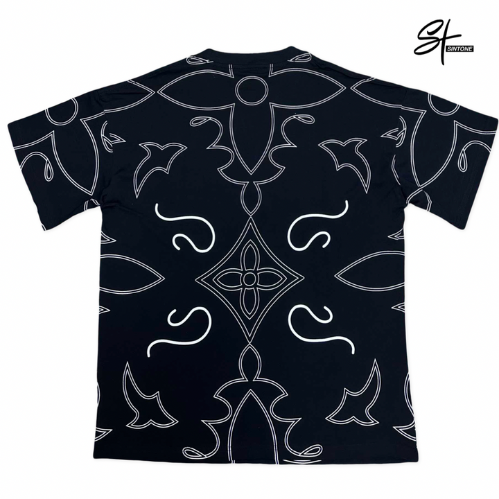 LV-Inspired Black Graphic T-Shirt – Premium Copy | Sintone