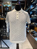 Balmain-Inspired White Monogram Knit Polo Shirt
