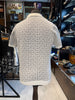 Balmain-Inspired White Monogram Knit Polo Shirt
