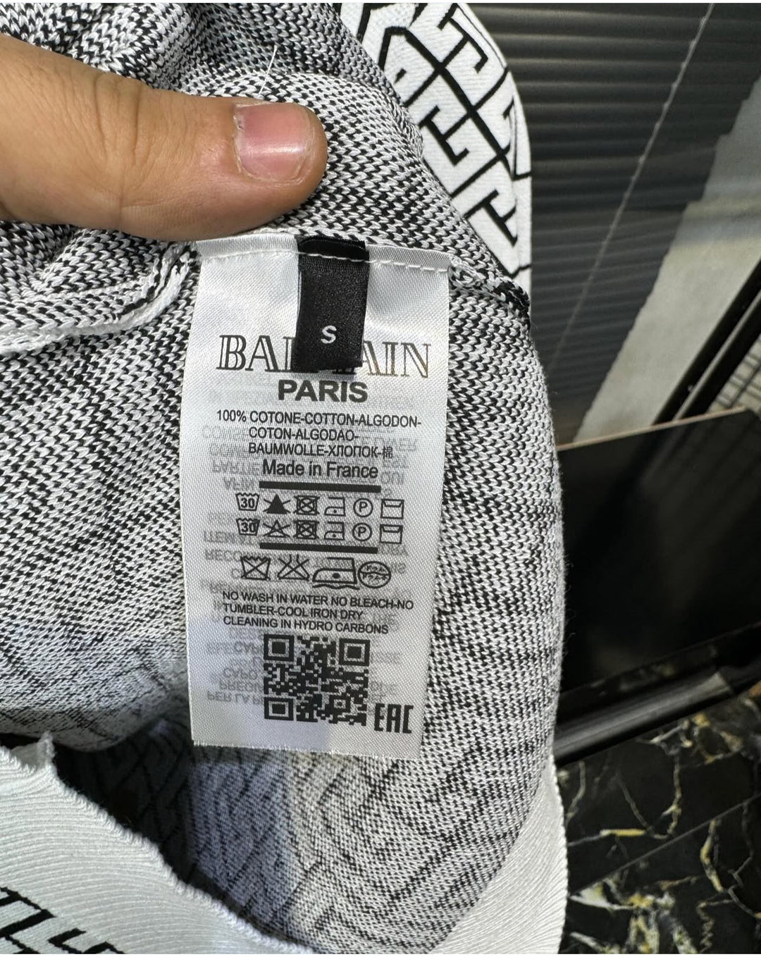 Balmain-Inspired Monogram Knit Polo Shirt White - Premium Quality
