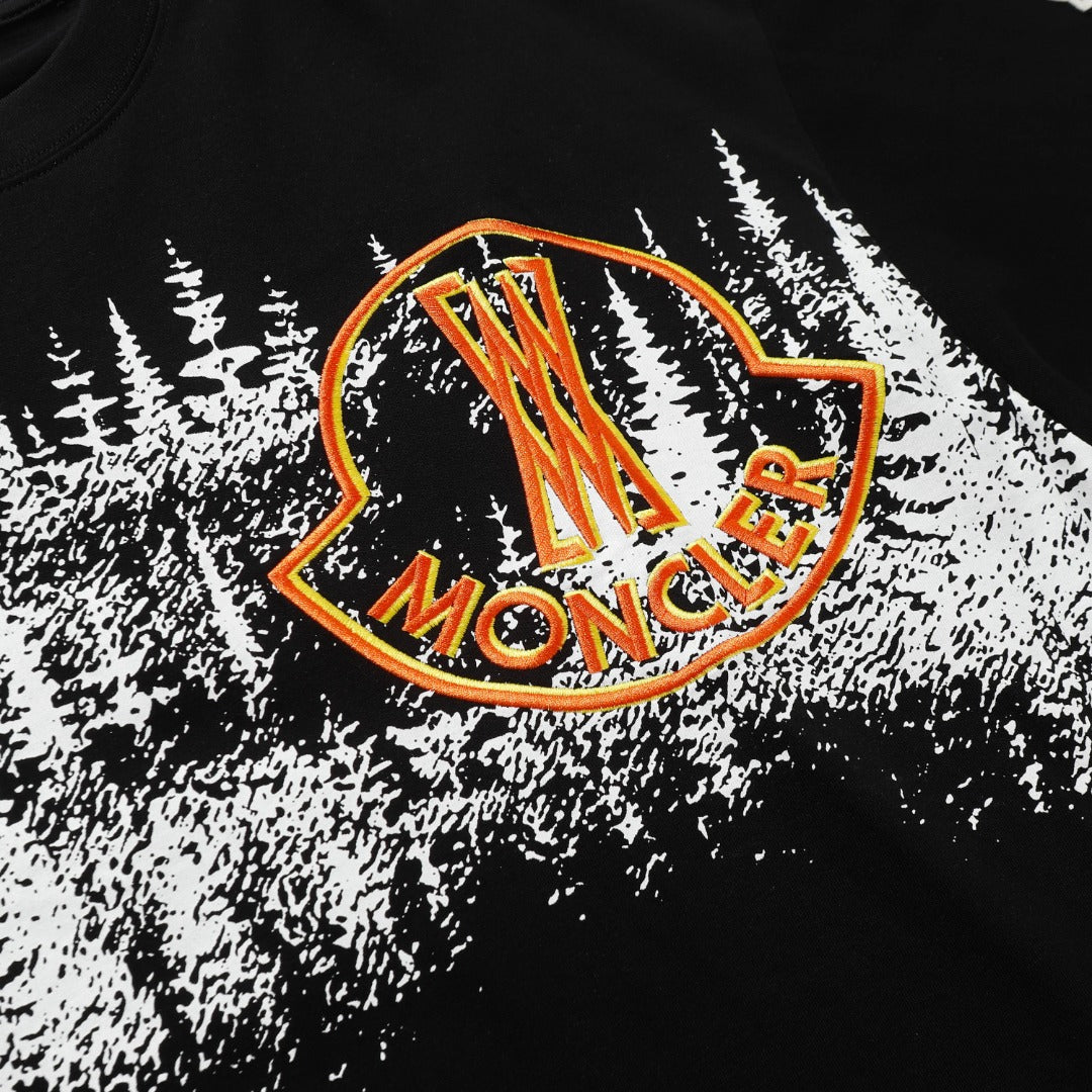 Moncler-Inspired Black Graphic Logo T-Shirt – Luxury Designer Streetwear | Sintone