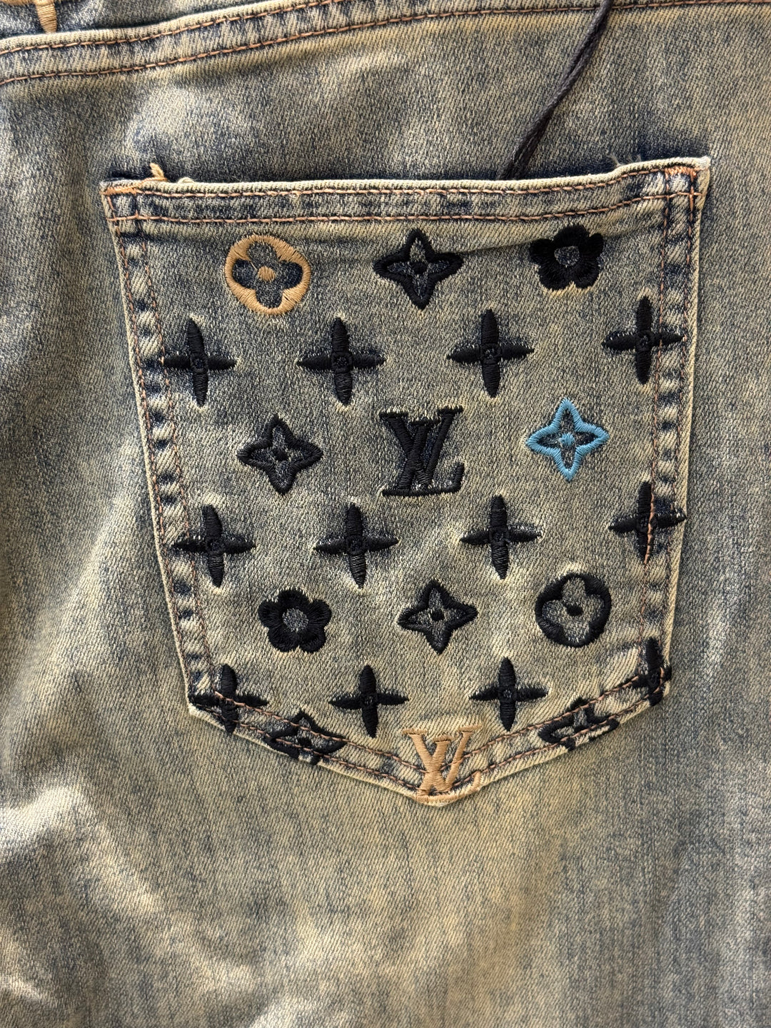 Vintage Washed Jeans – Inspired by LV | Streetwear Denim | Sintone