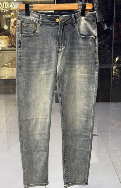 Grey Washed Jeans – Fendi Inspired Monogram Pocket | Designer Denim | Sintone