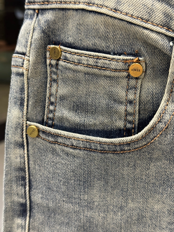 Grey Washed Jeans – Fendi Inspired Monogram Pocket | Designer Denim | Sintone