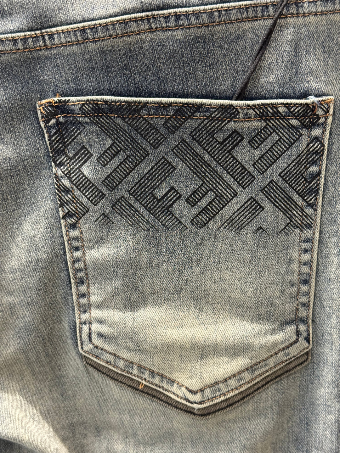 Grey Washed Jeans – Fendi Inspired Monogram Pocket | Designer Denim | Sintone