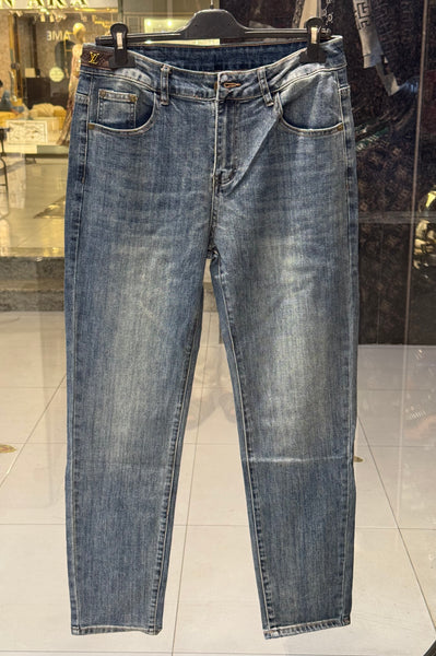 Blue Washed Jeans – LV Inspired Logo Pocket | Luxury Denim | Sintone