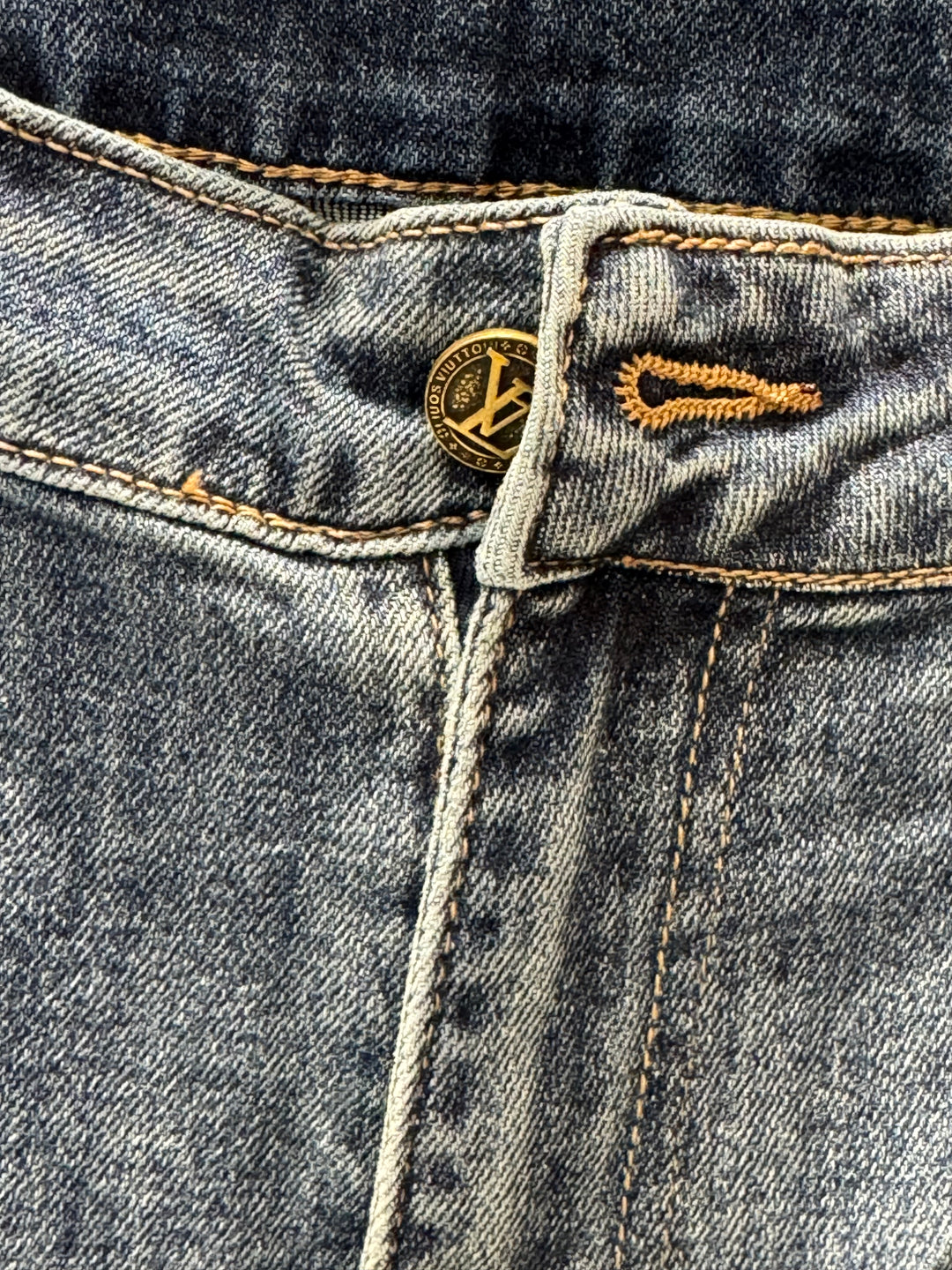 Blue Washed Jeans – LV Inspired Logo Pocket | Luxury Denim | Sintone