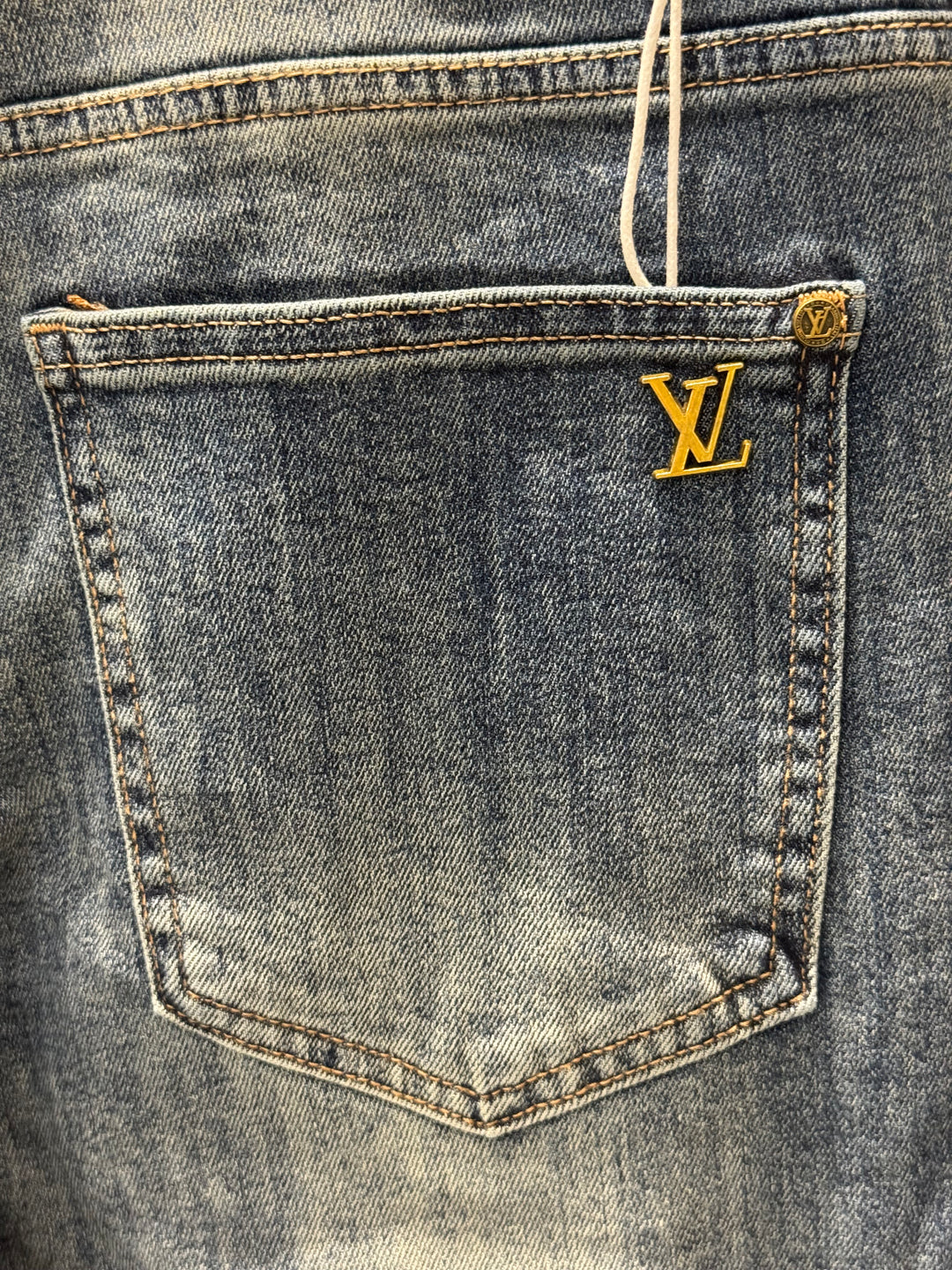Blue Washed Jeans – LV Inspired Logo Pocket | Luxury Denim | Sintone